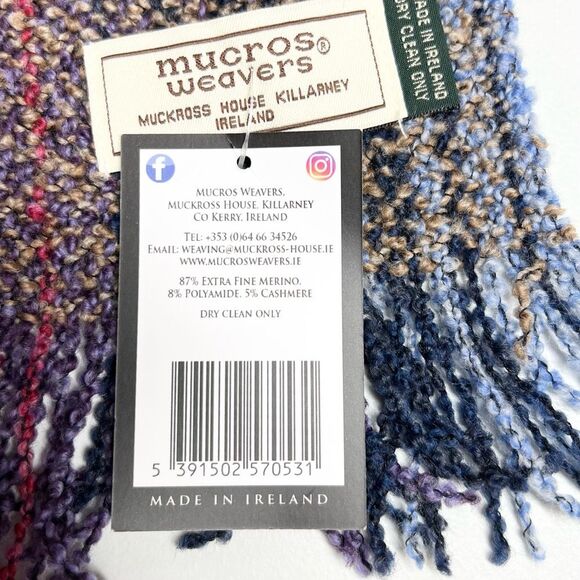 NWT Mucros Weavers Skellig Scarf Made In Ireland Merino Wool Blend - Picture 8 of 8
